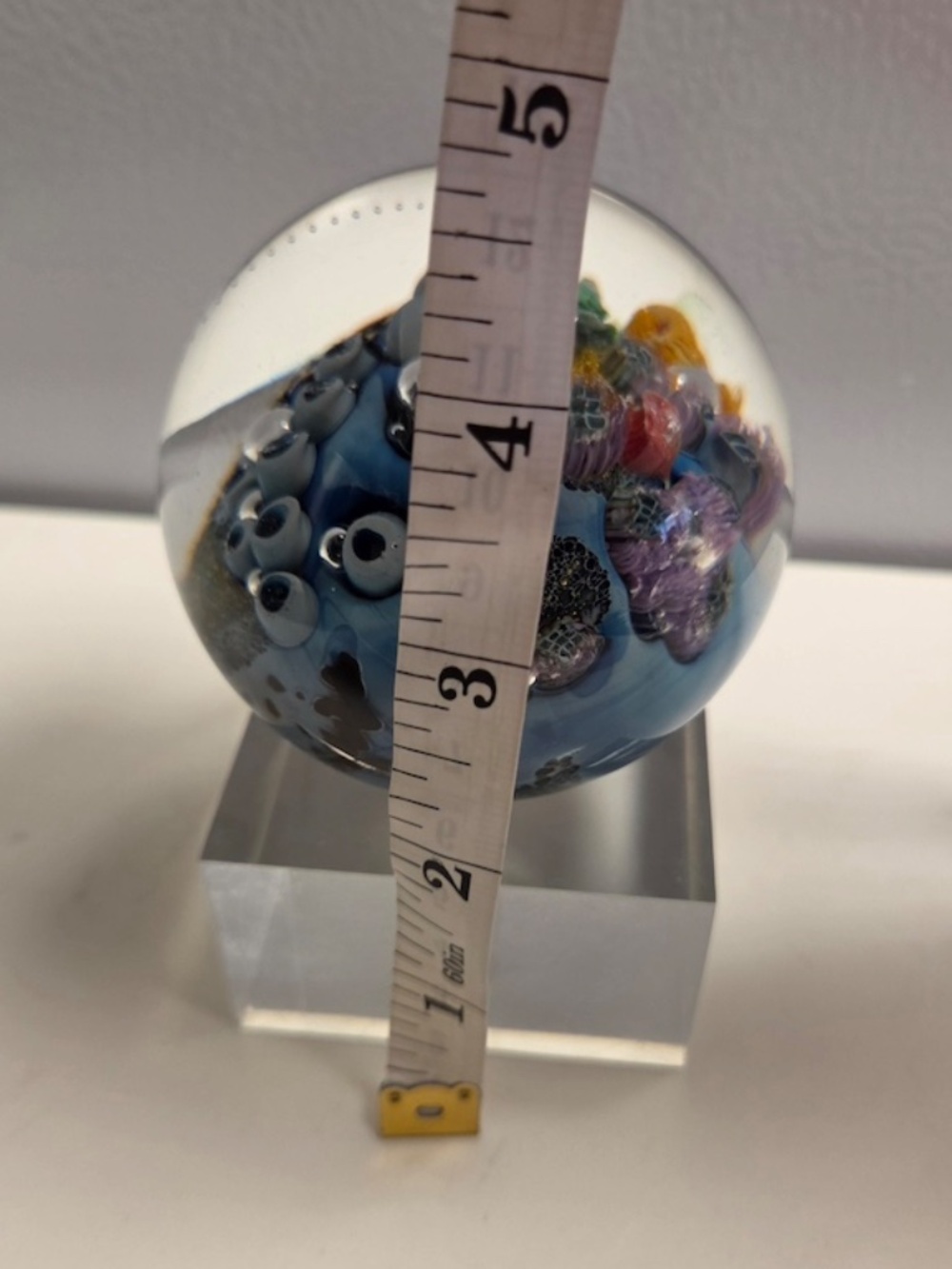 "Inhabited Planet" Studio Art Glass paperweight by Josh Simpson, one-of-a-kind! - Picture 8 of 10